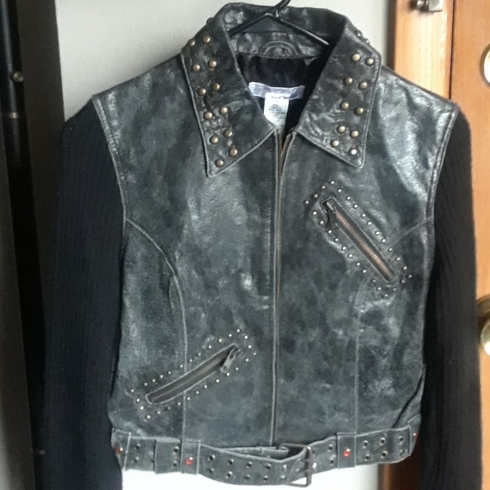 "Lucidity" Studded Distressed Leather Jacket